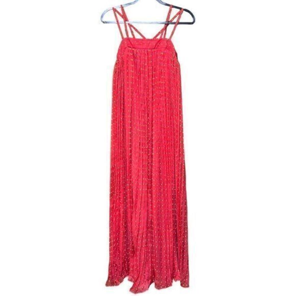 ASOS Double Strap Pleated Square Patterned Maxi Length‎ Dress Pink Size 4